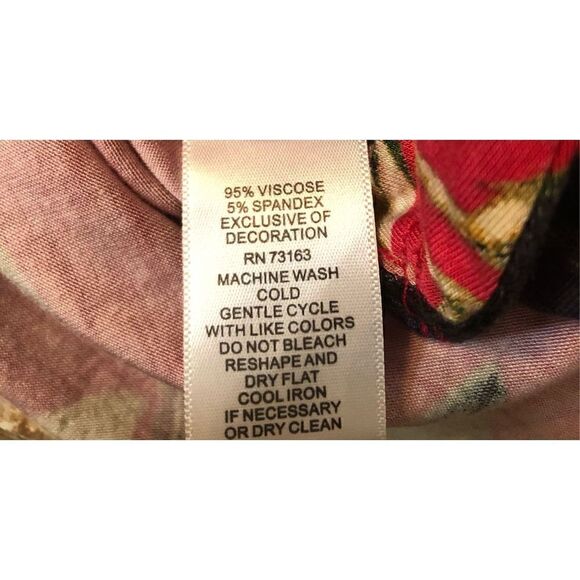 Cupio Ladies Size M Pink Floral Flutter Bell Sleeve Knit Dress mixed media sleev - Picture 13 of 14